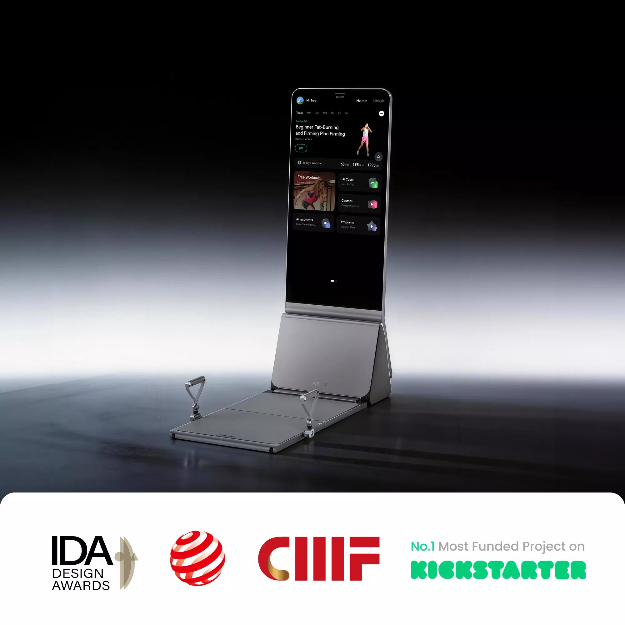 K1 folded design, touchscreen, programs, AI coaching
